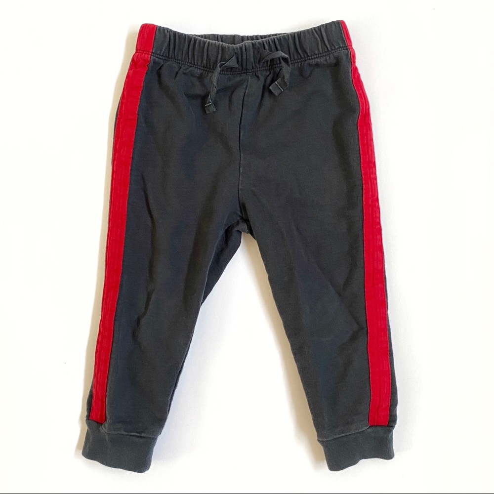 Tea gray red side striped elastic waist jogger pants